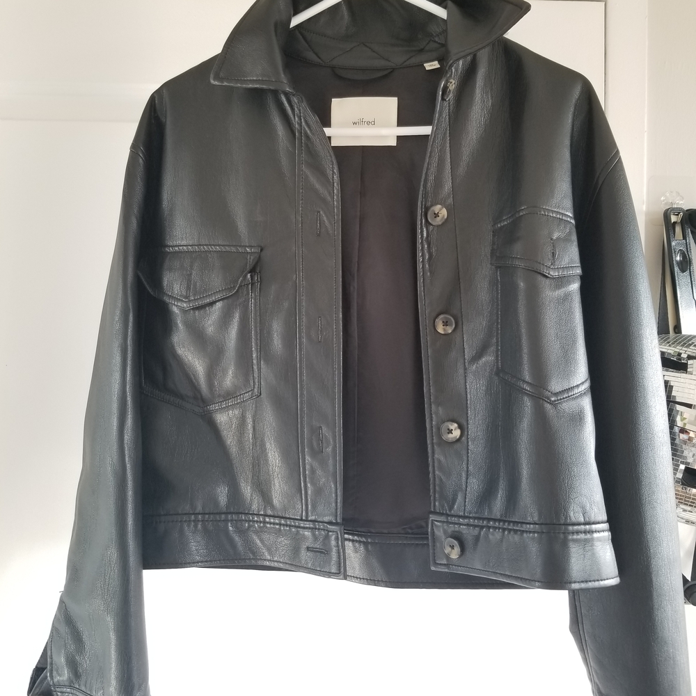 Wilfred Black Unreal Leather Button-Up Jacket